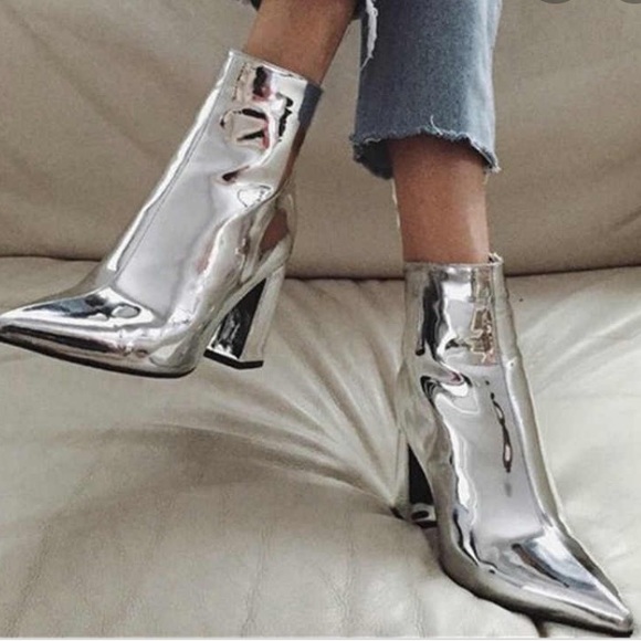 Public Desire Shoes - 🔥FLASH SALE🔥NWB PUBLIC DESIRE SILVER ANKLE BOOTS